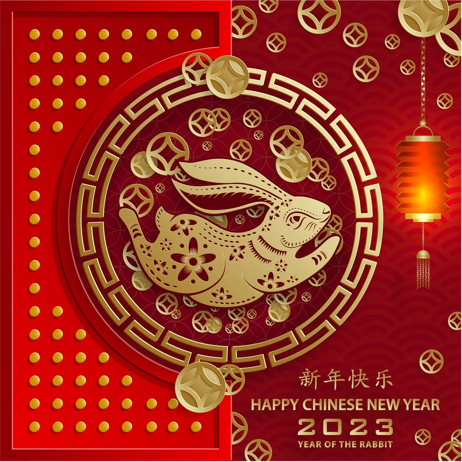 2023兔年中国风新年春节剪纸风节日宣传插画海报背景展板AI素材【343】